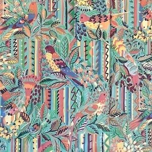 Vintage Collier/Campbell for P. Kaufman Screen printed colorful birdsong
